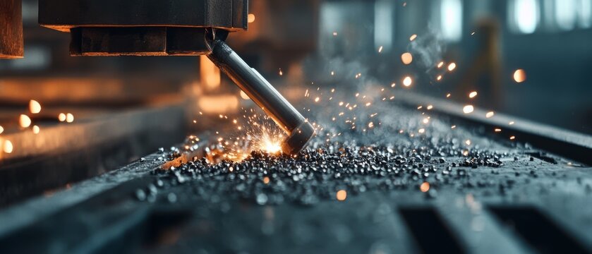 Brilliant sparks illuminate as metal is skillfully welded, capturing the energy and precision of modern industrial craftsmanship.