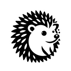 Black and white vector Hedgehog ogo on a white background.