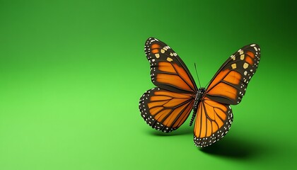 Obraz premium Monarch butterfly on green background