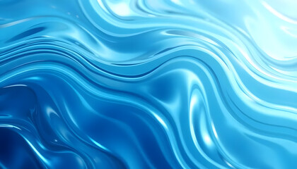 Fototapeta premium Abstract Blue Surface with Smooth Curves and Iridescent Shine