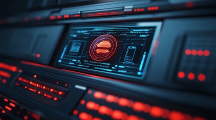 Futuristic technology interface close-up.