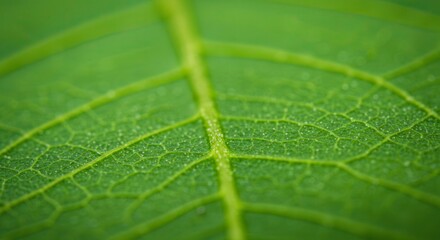 Close Up Green Leaf Veins Macro Details Natural Plant Background
