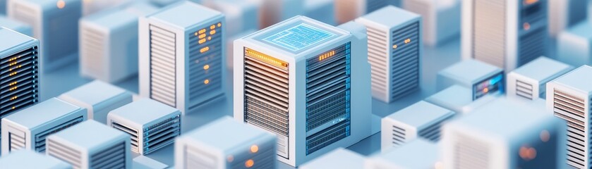 Modern data center with server architecture