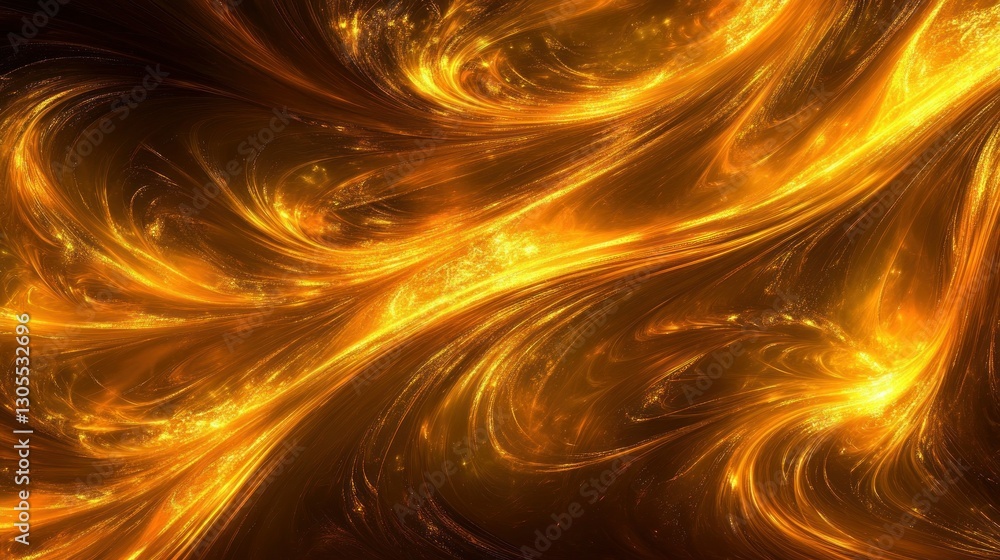 Poster Golden flowing abstract swirls creating dynamic movement across the image