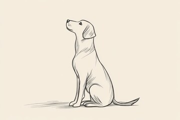 Obraz premium A detailed sketch shows a sitting dog looking upwards