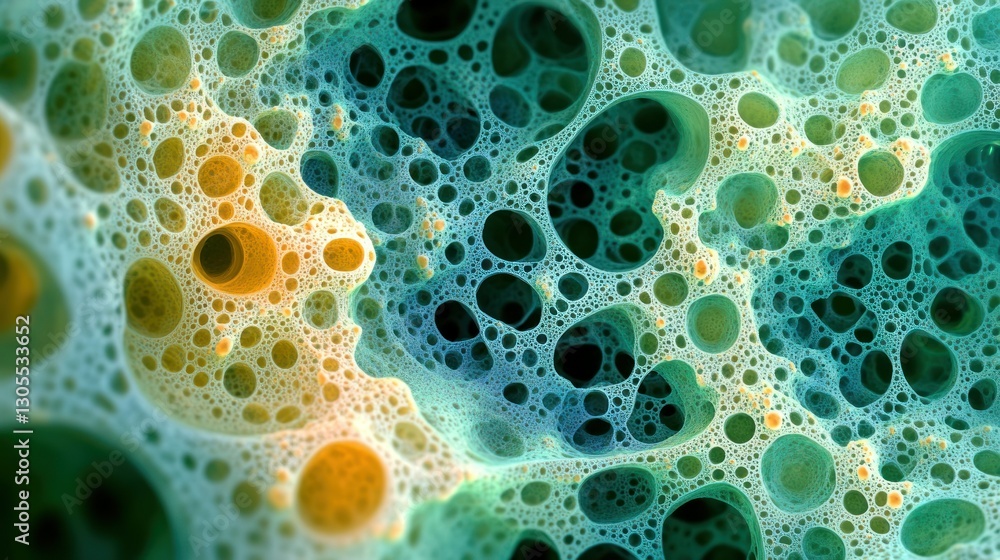 Poster Close up view of abstract foamy bubble structures in color