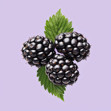 blackberries with green leaves on purple clip art preview