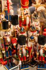 Nutcrackers sold at a Salzburg Austria Christmas Market booth