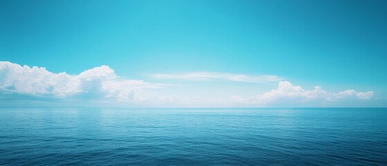 Obraz premium The serene blue ocean extends endlessly under a vast sky, invoking a profound sense of peace and infinity.