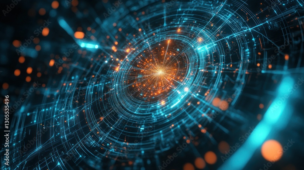 Poster Futuristic depiction of data and digital technology in use