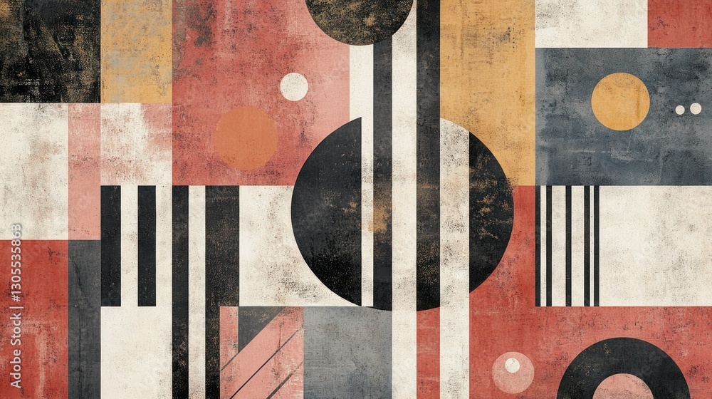 Poster abstract composition featuring geometric shapes and varied colors