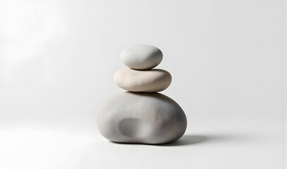 Stacked smooth stones on a neutral background