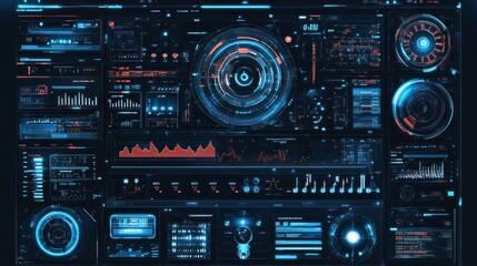 Futuristic Interface Showing Data and Information Displayed on Screen