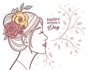 Happy Women's Day Floral Illustration