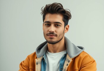 Fototapeta premium Photorealistic portrait of a relaxed male trendsetter