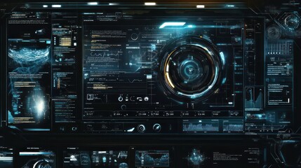 Fototapeta premium Complex Futuristic Interface Displaying Detailed Data Information Technology