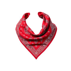 Vibrant red bandana featuring detailed patterns, suitable for fashion accessories, outdoor activities, or crafts. The transparent background enhances its adaptability for multiple uses.