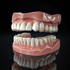 Obraz premium Detailed model of human teeth showcasing upper and lower dental arches with natural appearance and textured surface