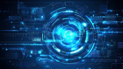 A Futuristic Electronic Interface with Bright Blue Illuminated Circuits