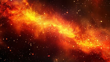 A fiery nebula of intense orange and red in space