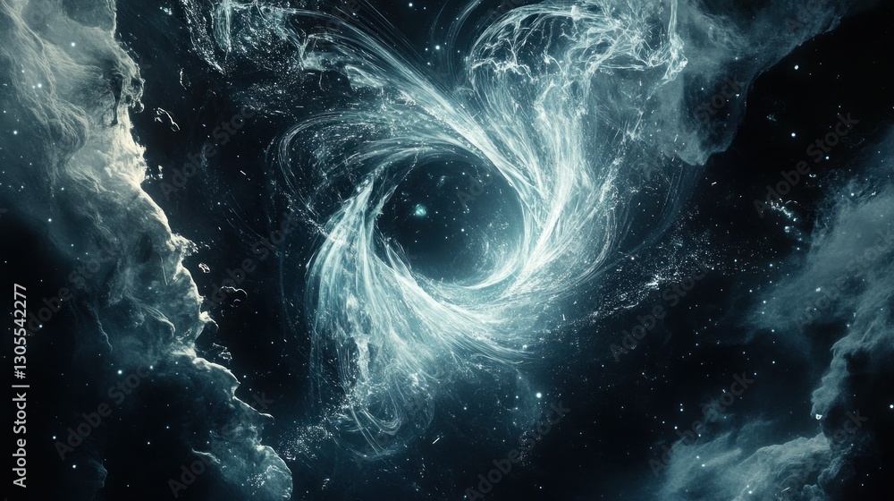 Poster a swirling nebula vortex displays vibrant colors within the universe
