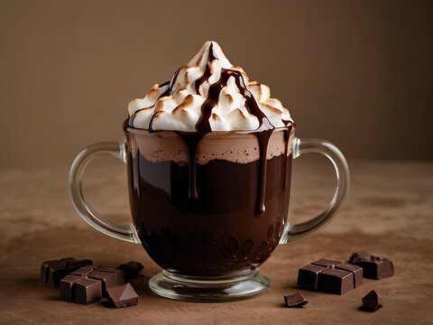 A  mug of hot cocoa with fluffy marshmallows