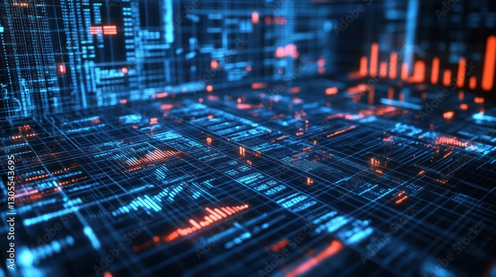 Poster A Futuristic Abstract Depiction of Complex Data Processing Technology