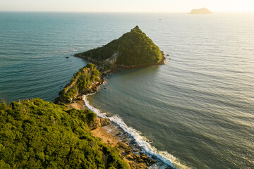 Beautiful Scenery During Sunrise at Ponta do Pai Vitorio Viewpoint With Rocks in the Ocean in...