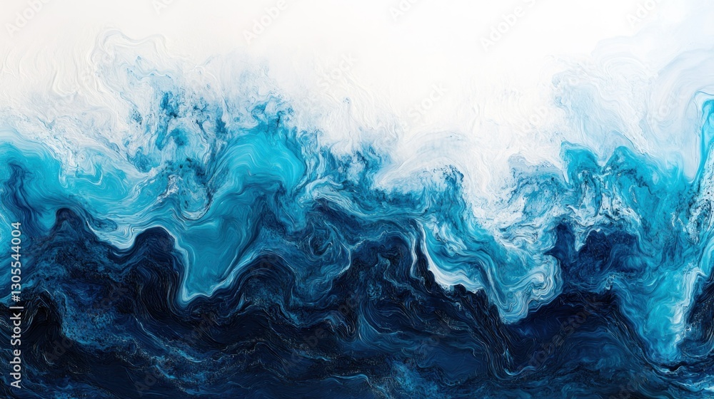 Aufkleber flowing blue and white waves create an abstract artistic image