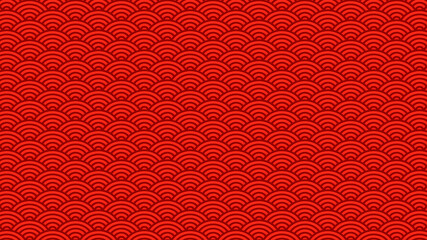 Red asian chinese new year celebration background, abstract Japanese cloud wave art pattern design backdrop, traditional minimal circle lunar festival wallpaper