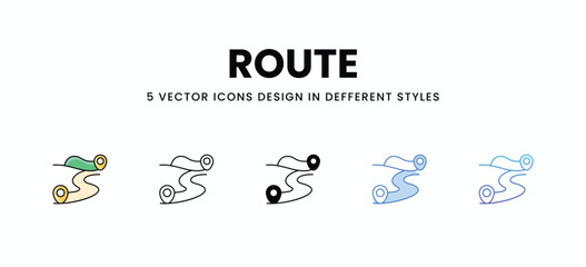 Route vector icons set stock illustration.