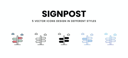 Signpost vector icons set stock illustration.