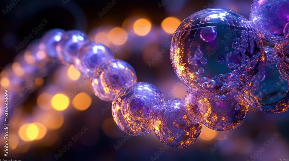 Poster Abstract image of translucent spheres in a curved line