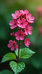 Obraz premium Densely packed flower clusters on a Geranium wallichianum stem, flowers, flora