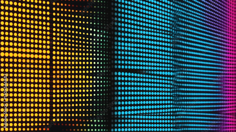 Poster Display of Colorful Lights Forming a Pixelated Image Pattern