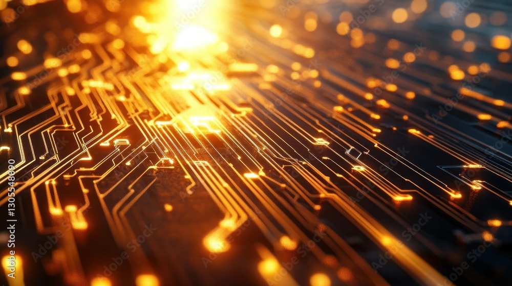 Poster Glowing Circuits Displayed in a Futuristic Visualization of Technology