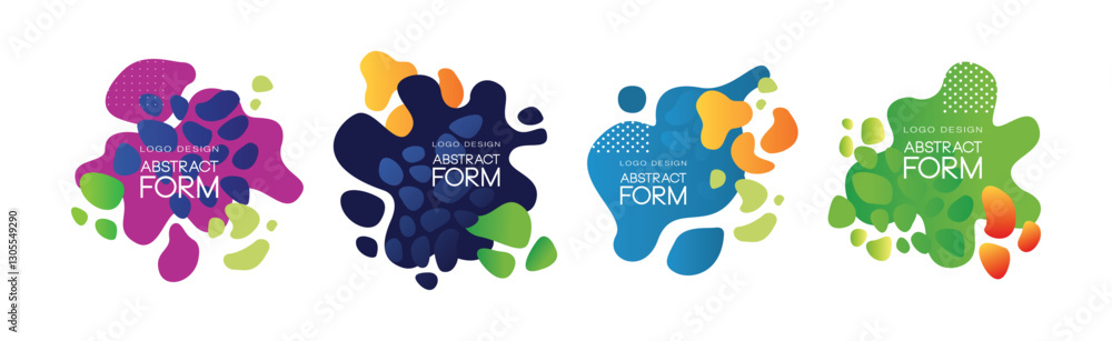 Poster abstract form logo design with graphic shape vector set