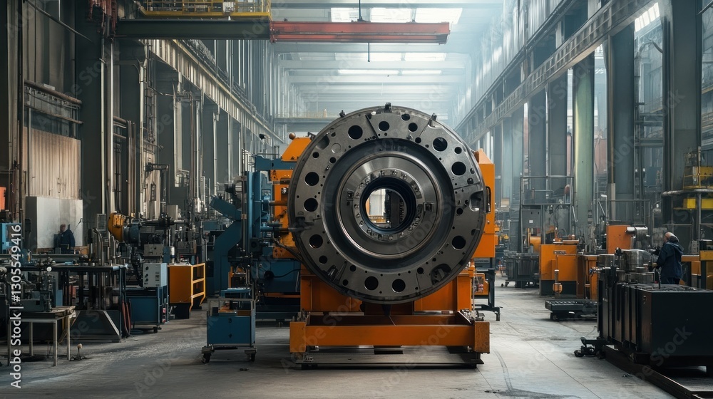 Poster A Large Turbine Rotor Component In A Factory Setting