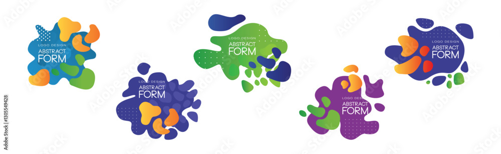 Poster abstract form logo design with graphic shape vector set