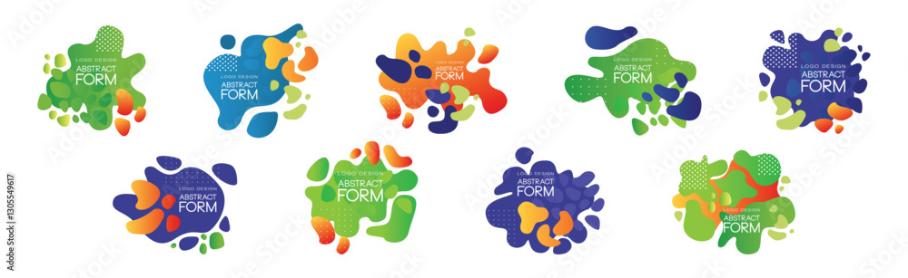 Poster abstract form logo design with graphic shape vector set