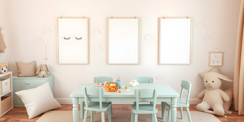 Minimalist Scandinavian Children's Room with Soft Pastel Decor