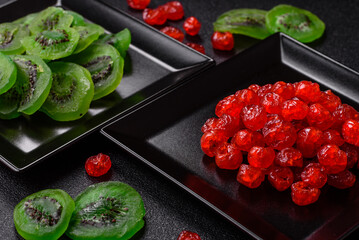 Dried sweet green kiwi or candied fruit