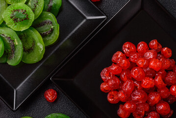 Dried sweet green kiwi or candied fruit
