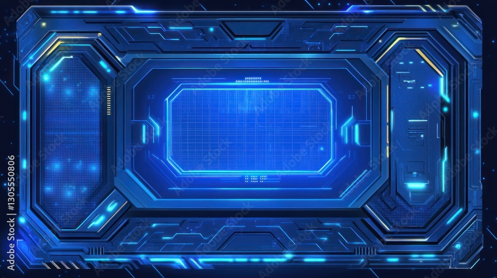 Aufkleber futuristic blue technology interface design panel displaying information