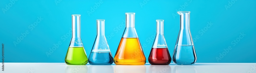 Aufkleber colorful laboratory beakers and flasks displaying fluids in a modern science environment