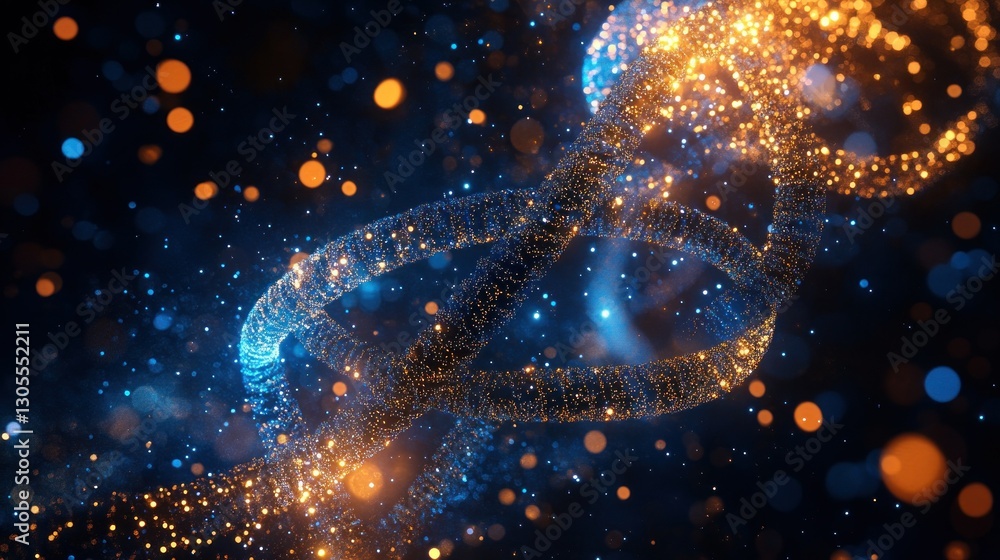 Aufkleber abstract depiction of dna strands with glowing particle effects