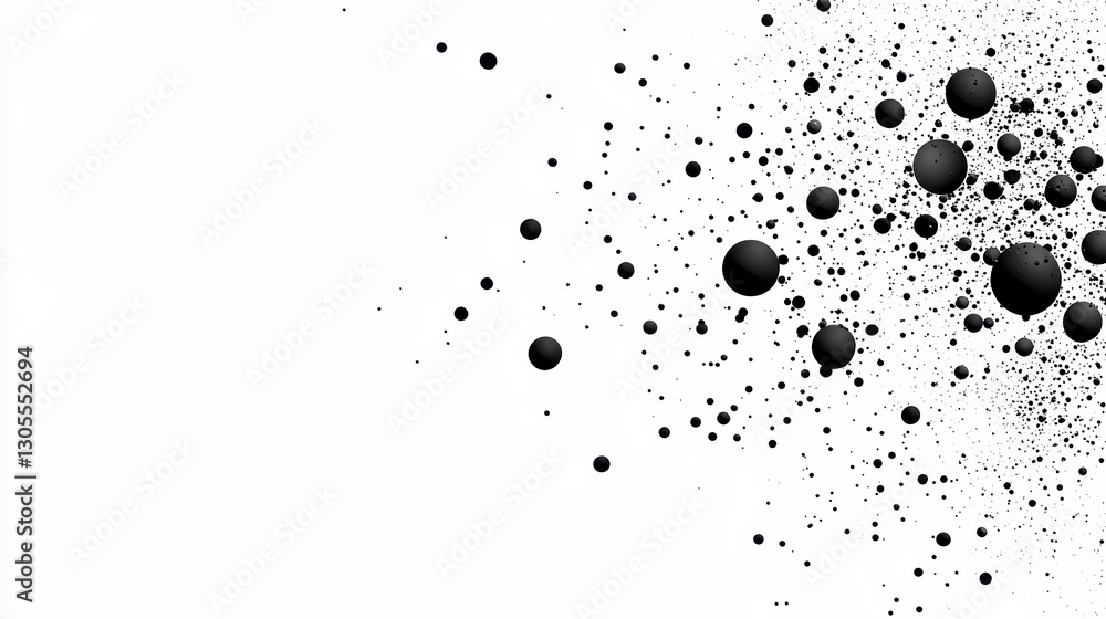 Poster subtle monochrome halftone texture overlay with varying sphere sizes on white background