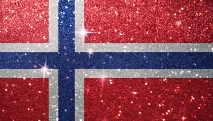 Fototapeta premium キラキラしているノルウェーの国旗(glitter Norway flag) 