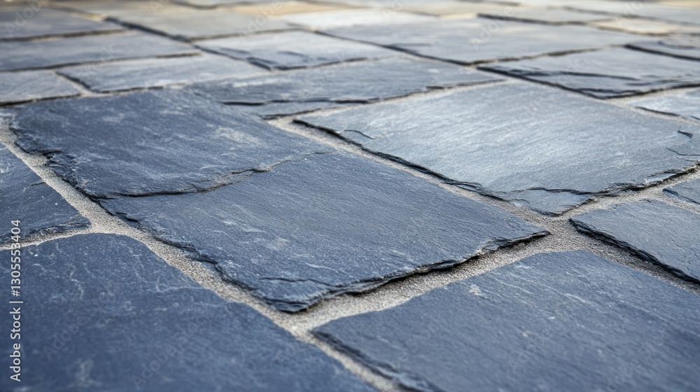 Poster a close up of a slate stone patio paving pattern