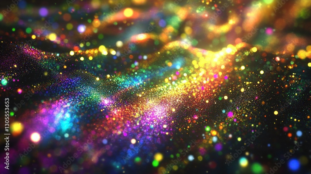 Poster Bright colorful abstract illustration featuring various colorful sparkly particles